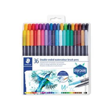 STAEDTLER Marsgraphic Duo - børstepen med dobbeltspids - assorterede vandfarver (pakke med 36)