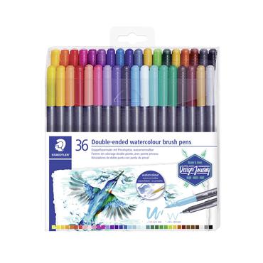 STAEDTLER Marsgraphic Duo - børstepen med dobbeltspids - assorterede vandfarver (pakke med 36)