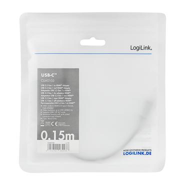 LogiLink CUA0103 kabel k&oslash;nsskifter USB 3.2 Gen1 Type-C HDMI-A Sort, Gr&aring;