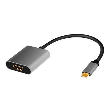 LogiLink CUA0103 kabel k&oslash;nsskifter USB 3.2 Gen1 Type-C HDMI-A Sort, Gr&aring;