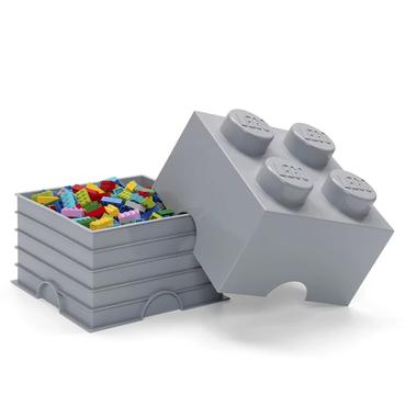LEGO Storage Brick 4Medium Stone Grey Leget&oslash;jsopbevaringsboks Fritst&aring;ende Gr&aring;
