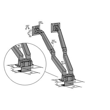 Multibrackets M Duo Deskmount monteringskomponent - silver