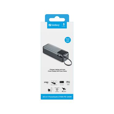 Sandberg 421-31 powerbank Lithium polymer (LiPo) 27000 mAh Sort, Grå