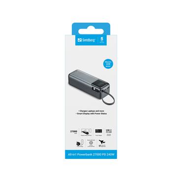 Sandberg 421-31 powerbank Lithium polymer (LiPo) 27000 mAh Sort, Grå