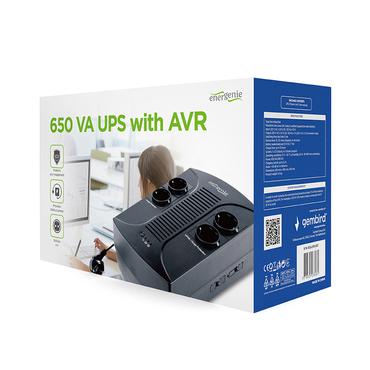 EnerGenie EG-UPS-001 UPS-enhed Interaktivt indgangsstik 0,65 kVA 390 W 4 AC stikkontakt(er)