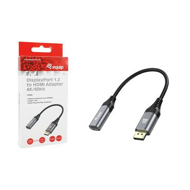 Equip 133445 videokabel adapter 0,15 m DisplayPort HDMI Sort, Gr&aring;