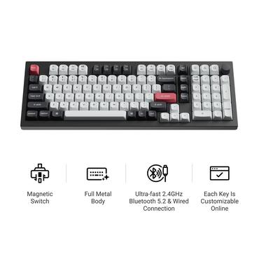 Keychron Tangentbord - Gateron Double-Rail Magnetic - Kabel & Trådlös - 96% - Vit skal