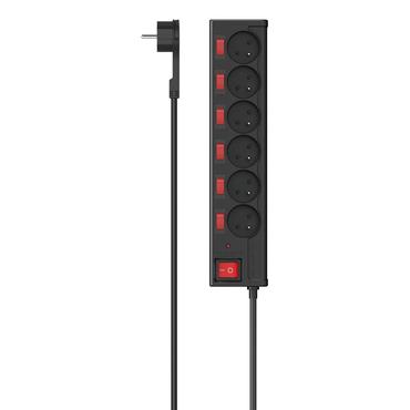 Hama Listwa Zasilająca Przepięciiowa 6 gniazd, 1,4m, osobny wyłącznik
