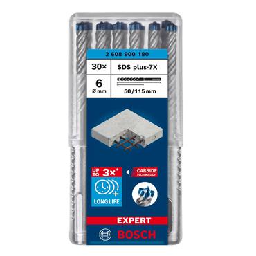 Bosch Expert SDS-plus-7X - borrbitsset - f&ouml;r f&ouml;rst&auml;rkt betong, granit, h&auml;rdad betong, gnejs - 30 stycken.