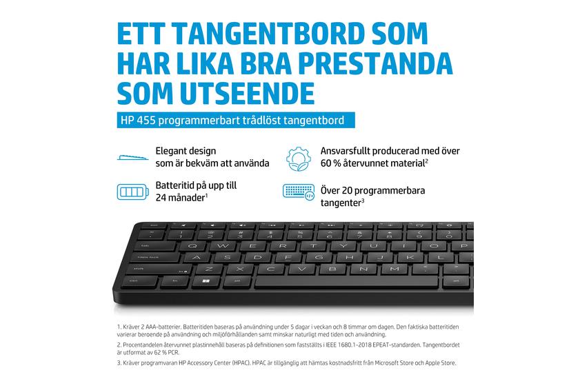 HP 455 - tastatur - programmerbar - QWERTY - engelsk - sort Indgangsudstyr