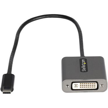 StarTech.com USB C to DVI Adapter, 1920x1200p, USB-C to DVI-D Adapter, USB Type C to DVI Monitor, Video Converter, Thunderbolt 3 Compatible, USB-C to DVI Dongle, 12" Long Attached Cable - USB C Display Adapter (CDP2DVIEC) - videoadapter - 24 pin USB-C til DVI-I - 38 cm