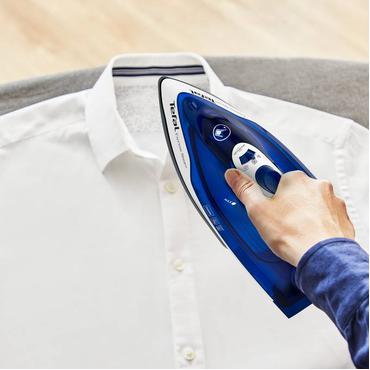 Tefal FV2838 T&oslash;r & dampstrygejern Durilium -stryges&aring;l 2400 W Bl&aring;, Hvid