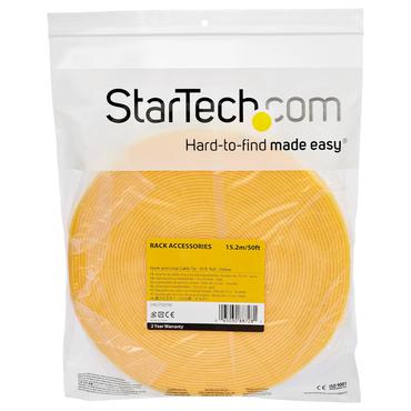 StarTech.com 25ft Hook and Loop Roll, Cut-to-Size Reusable Cable Ties, Bulk Industrial Wire Fastener Tape/Adjustable Fabric Wraps Yellow/Resuable Self Gripping Cable Management Straps - Adjustable Loop Ties (HKLP25YW) - kardborref&auml;ste