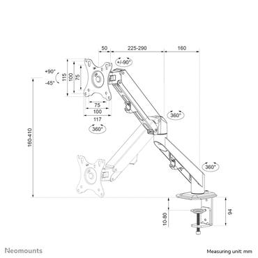 Neomounts DS70-700BL1 monteringss&aelig;t - fuldbev&aelig;gelses justerbar arm - for LCD display - sort