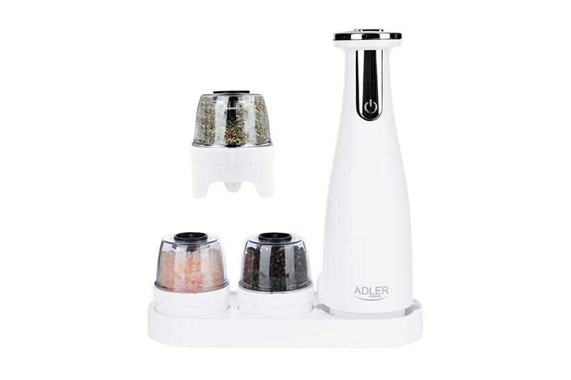 Adler AD 4449W krydderikv&aelig;rn Salt og peberkv&aelig;rn s&aelig;t St&aring;l, Hvid