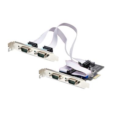 StarTech.com 4-Port Serial PCIe Card, Quad-Port PCI Express to RS232/RS422/RS485 (DB9) Serial Card, Low-Profile Bracket Incl., 16C1050 UART, TAA-Compliant, For Windows/Linux, TAA Compliant