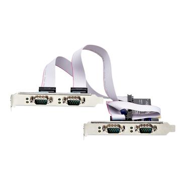 StarTech.com 4-Port Serial PCIe Card, Quad-Port PCI Express to RS232/RS422/RS485 (DB9) Serial Card, Low-Profile Bracket Incl., 16C1050 UART, TAA-Compliant, For Windows/Linux, TAA Compliant