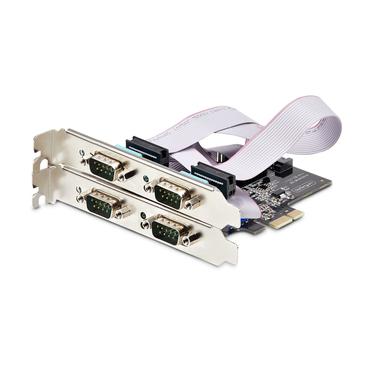 StarTech.com 4-Port Serial PCIe Card, Quad-Port PCI Express to RS232/RS422/RS485 (DB9) Serial Card, Low-Profile Bracket Incl., 16C1050 UART, TAA-Compliant, For Windows/Linux, TAA Compliant