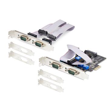 StarTech.com 4-Port Serial PCIe Card, Quad-Port PCI Express to RS232/RS422/RS485 (DB9) Serial Card, Low-Profile Bracket Incl., 16C1050 UART, TAA-Compliant, For Windows/Linux, TAA Compliant