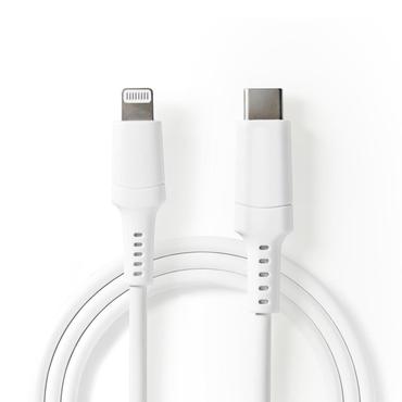 Lightning Kabel / USB 2.0 / Apple Lightning 8-Pins / USB-C Male / 480 Mbps / Vernikkeld / 2.00 m / Rond / PVC / Wit / Doos