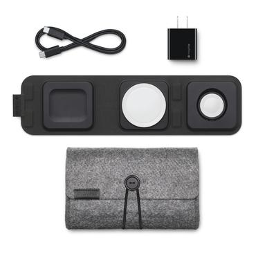 mophie 3-in-1 tr&aring;dl&ouml;s laddningsplatta - med MagSafe - + v&auml;xelstr&ouml;msadapter - 15 Watt