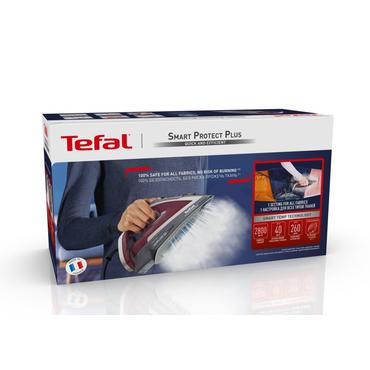 Tefal Smart Protect Plus FV6870 Tør & dampstrygejern Durilium Airglide-sålplade 2800 W Rød