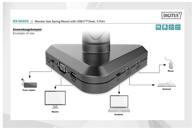 DIGITUS DA-90405 monteringssats - f&ouml;r Bildsk&auml;rm - svart