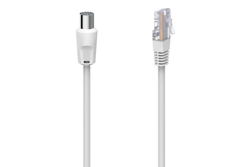 HAMA Cable Antenna 75dB Coax Plug to RJ45 Plug White 2.5m