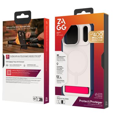 ZAGG Sedona Snap Kickstand mobiltelefon etui 16 cm (6.3") Cover Bl&aring;, Hvid, R&oslash;d