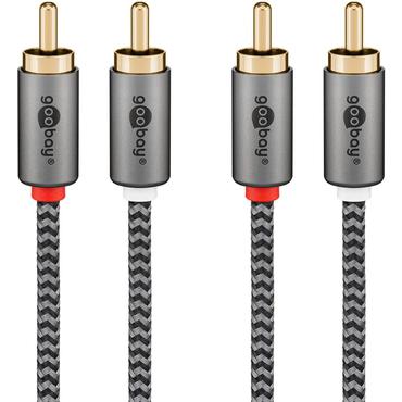 Stereo RCA Cable, 2 m, Sharkskin Grey