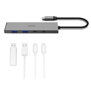 Hama 00200147 interface hub USB Type-C 10000 Mbit/s Grå