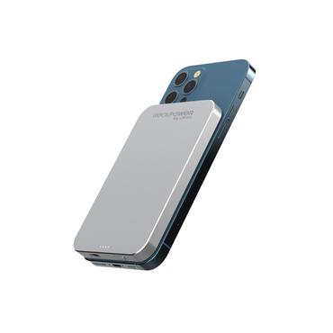 RealPower PB-5000 Mag Lithium polymer (LiPo) 5000 mAh Trådløs opladning Sølv