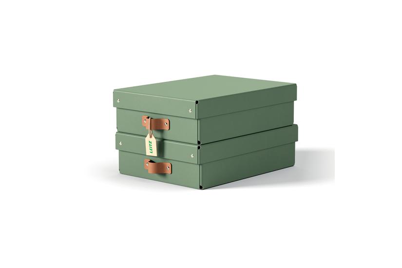 Leitz Puro opbevaringsboks med l&aring;g, medium, lav, 8 L, 100 % recirkuleret karton, pakke med 2 stk