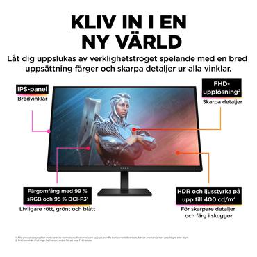 OMEN by HP 27 skærm - Kantbelyst LED - 27" - AMD FreeSync Premium - IPS - 1ms - Full HD 1920x1080 ved 165Hz