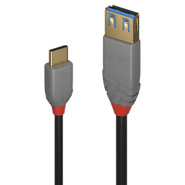 Lindy Black Line - USB typ C-kabel - 24 pin USB-C till USB typ A - 15 cm