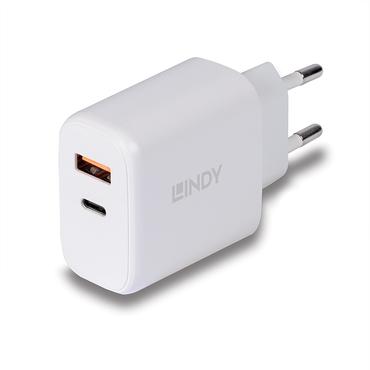 LINDY USB LadegerÃ¤t Typ A & C Charger 30W, weiÃ
