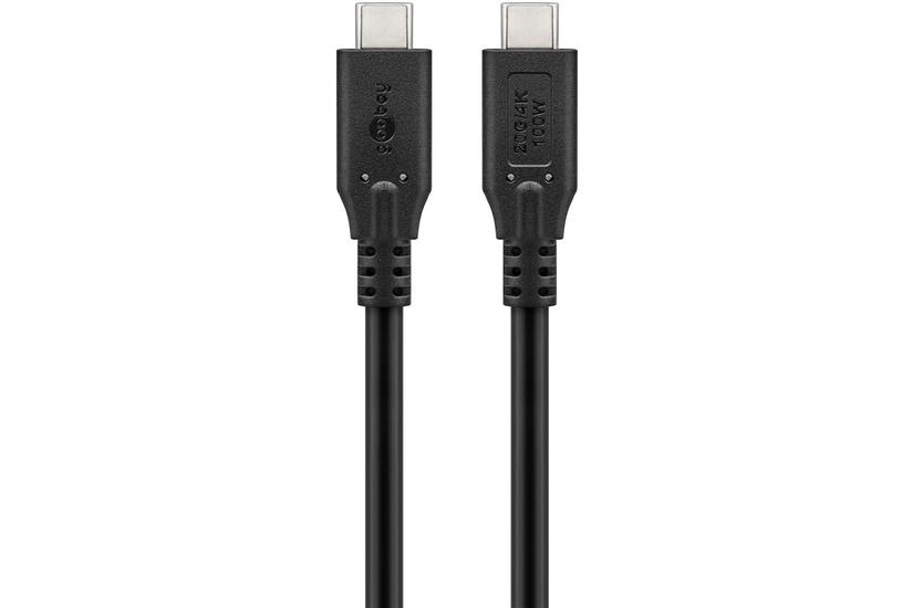 USB-C&trade; Cable, USB4&trade;, 100 W, 20 Gbit/s, Power Delivery, 1.5 m, black - USB-C&trade; connector > USB-C&trade; connector