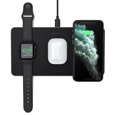 Satechi Trio Wireless Charging Pad tr&aring;dl&ouml;s laddningsmatta/n&auml;tadapter - + v&auml;xelstr&ouml;msadapter - 24 Watt
