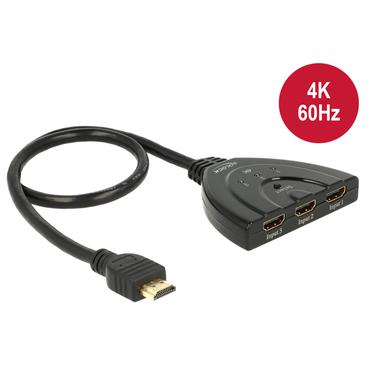 Delock HDMI UHD Switch 3 x HDMI in > 1 x HDMI out 4K - video-/audioswitch - 3 porte