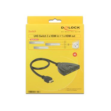 Delock HDMI UHD Switch 3 x HDMI in > 1 x HDMI out 4K - video-/audioswitch - 3 porte