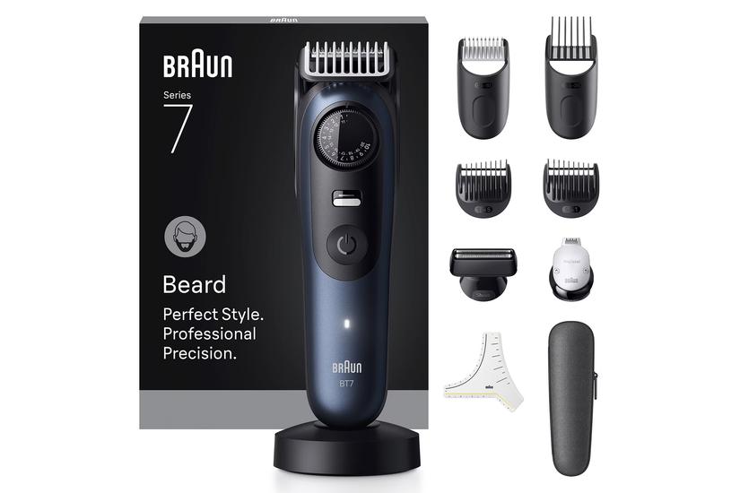 Braun BeardTrimmer 7 BT7540 sk&aelig;g trimmer Batteri 40 2 cm V&aring;d og t&oslash;r Sort, Bl&aring;