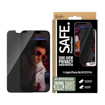 PanzerGlass SAFE. by ® Privacy Skærmbeskyttelse iPhone 16e | 14 | 13 | 13 Pro | Ultra-Wide Fit m. EasyAligner