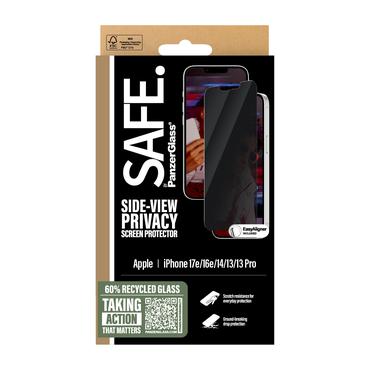 PanzerGlass SAFE. by ® Privacy Skærmbeskyttelse iPhone 16e | 14 | 13 | 13 Pro | Ultra-Wide Fit m. EasyAligner