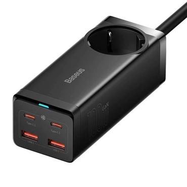 Ładowarka sieciowa / listwa zasilająca Baseus GaN3 Pro 2x USB + 2xUSB-C + AC, 100W (czarna)