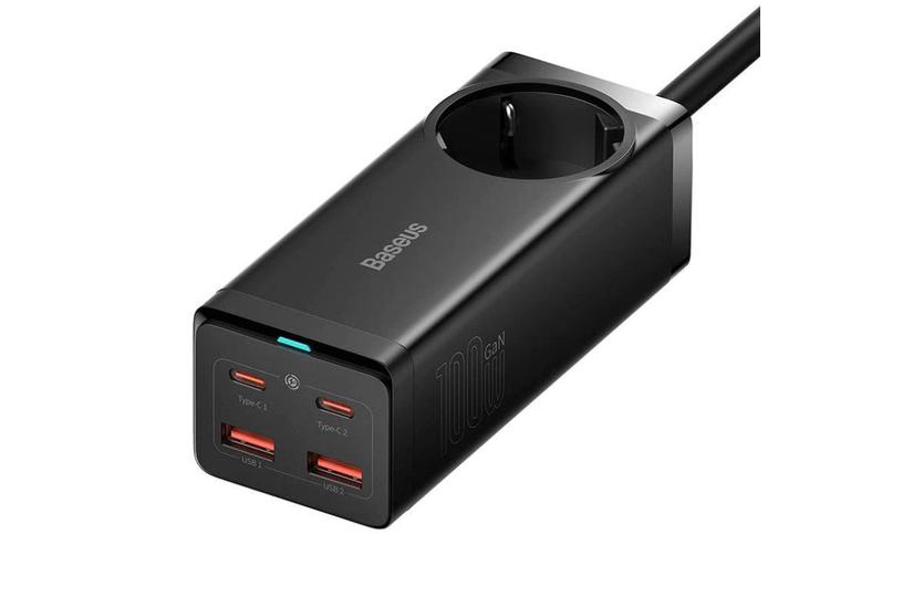 Ładowarka sieciowa / listwa zasilająca Baseus GaN3 Pro 2x USB + 2xUSB-C + AC, 100W (czarna)