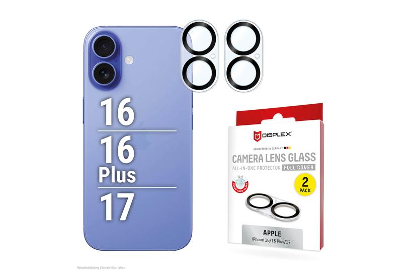 Displex 02115 Skærm og -bagsidebeskytter til mobiltelefon Beskyttelse af kameralinsen Apple 2 stk