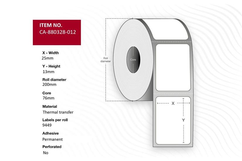 Label 25 x 13mm, Core 76mm,