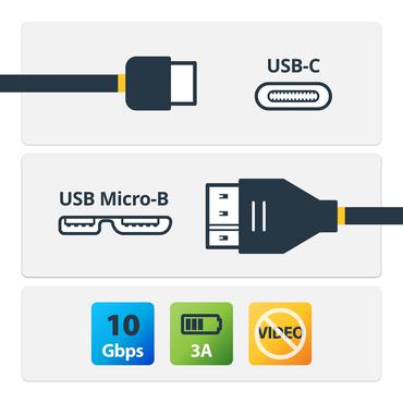 StarTech.com USB C to Micro USB Cable 0.5m - USB 3.1 Type C to Micro USB Type B Cable - Micro USB 3.1 to USB-C - Thunderbolt 3 Compatible (USB31CUB50CM) - USB Type-C kabel - 24 pin USB-C til Micro-USB Type B - 50 cm