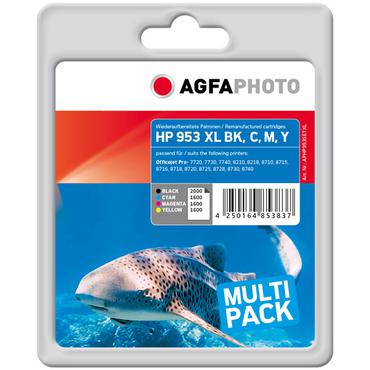 AgfaPhoto - 4 paket - färg (cyan, magenta, gul, sort) - Genproducent - blækpatron (alternativ till: HP 953XL, HP F6U18AE, HP F6U16AE, HP F6U17AE, HP L0S70AE)