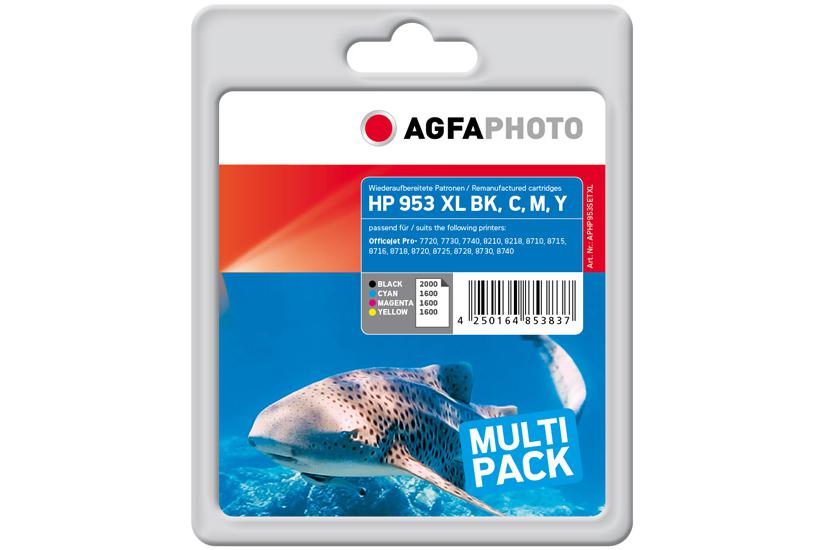 AgfaPhoto - 4 paket - färg (cyan, magenta, gul, sort) - Genproducent - blækpatron (alternativ till: HP 953XL, HP F6U18AE, HP F6U16AE, HP F6U17AE, HP L0S70AE)